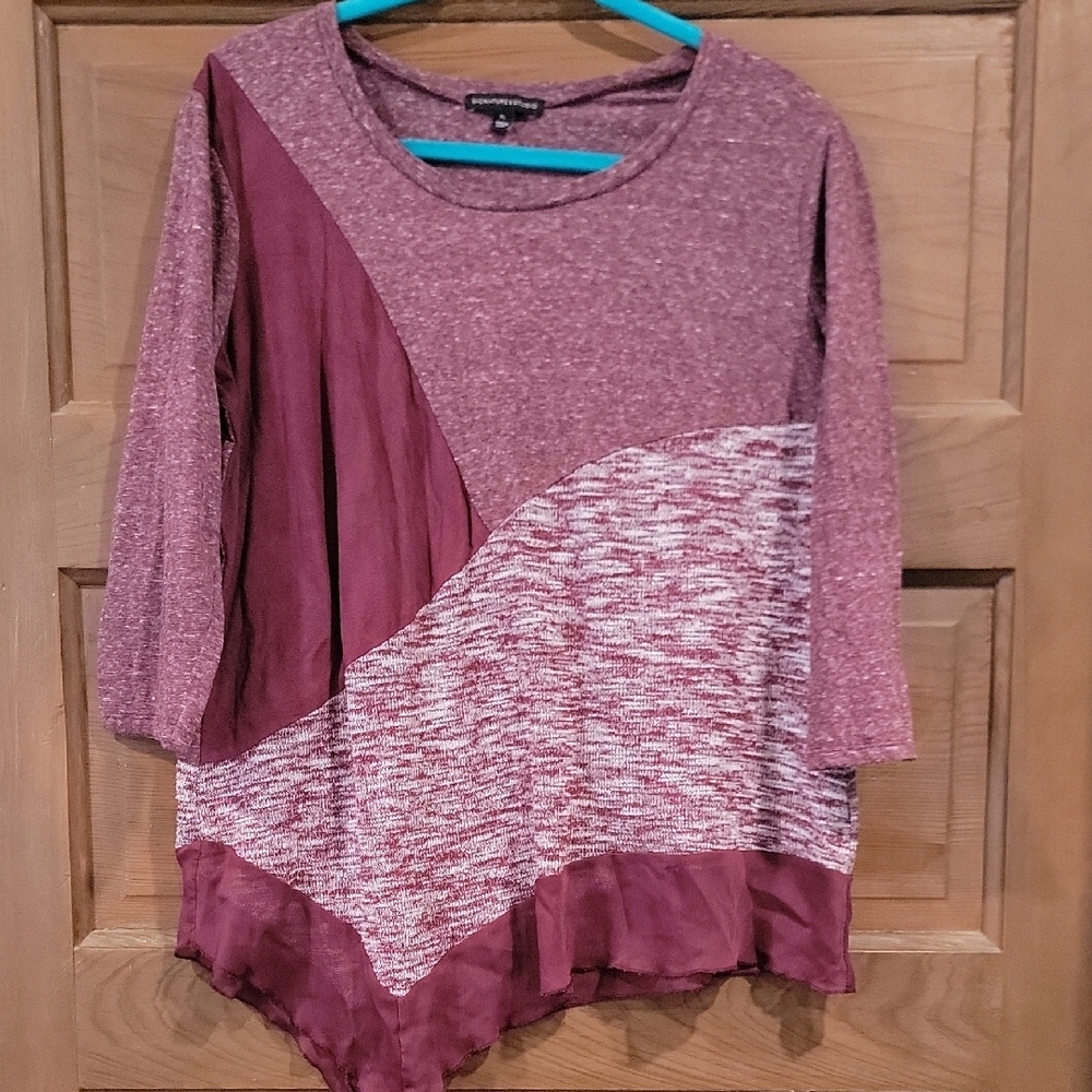 Chic Maroon Patchwork Blouse - image 1